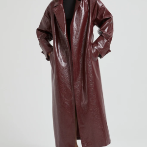 Burgundy Leather Trench Coat