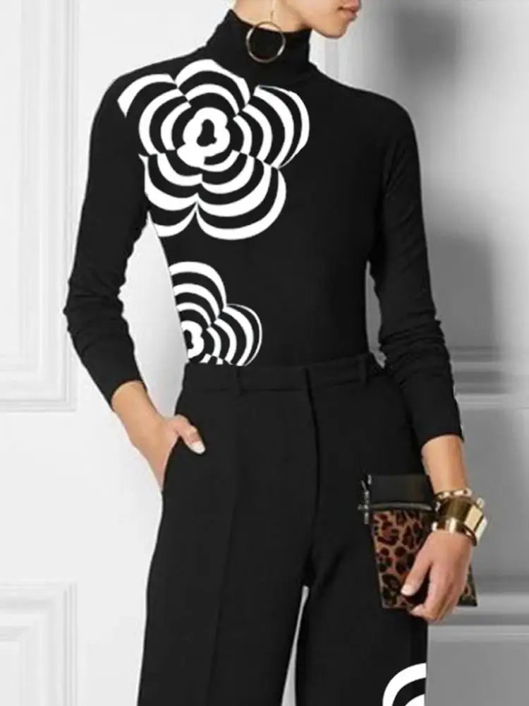 Women’s Flower Print Long Sleeve Top - Image 2