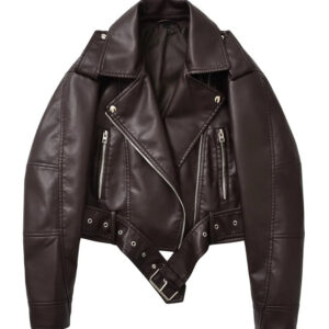 Vintage Belted Moto Faux Leather Jacket