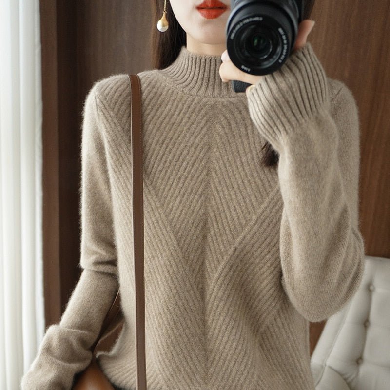 Thickened Half Turtleneck Sweater - Image 3