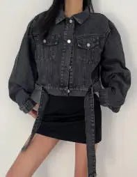 Cropped Denim Jacket - Image 7