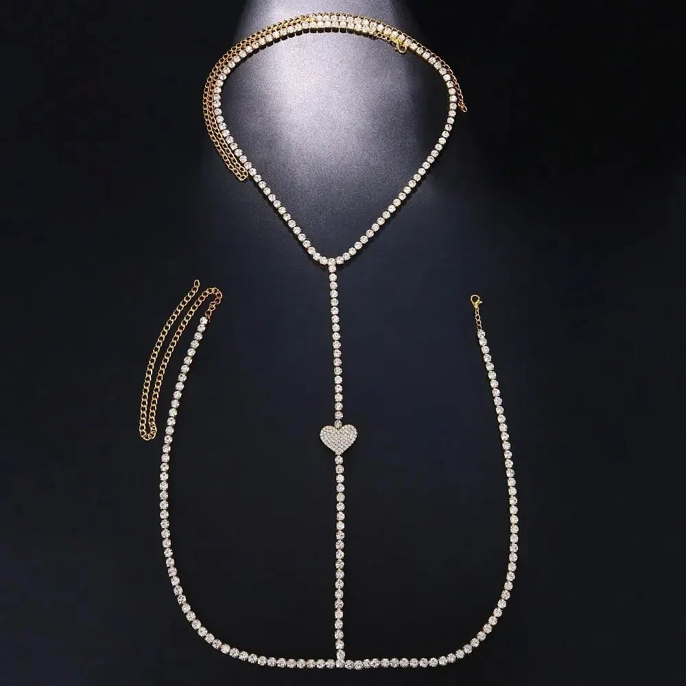 Rhinestone Heart Chest Necklace - Image 3