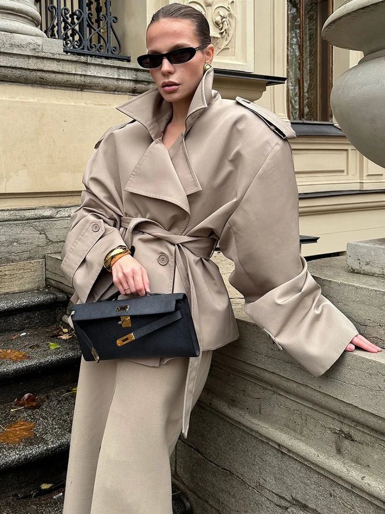 Women’s Belted Short Trench Coat - Image 4