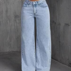 Light Blue Wide-Leg Denim Jeans