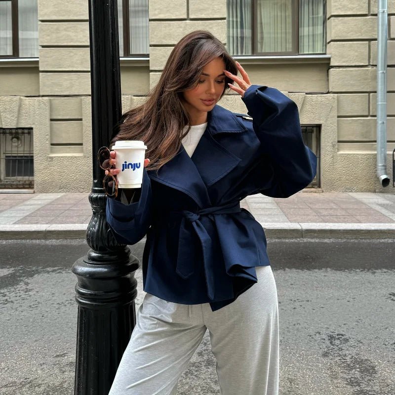 Women’s Belted Short Trench Coat - Image 12