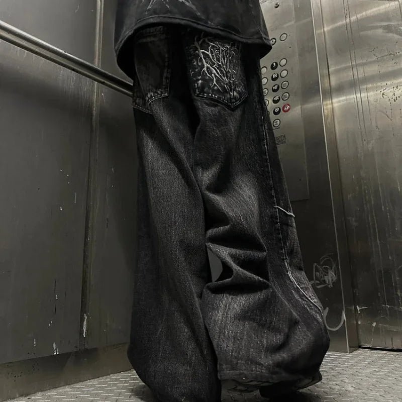 Unisex Gothic Baggy Jeans - Image 4
