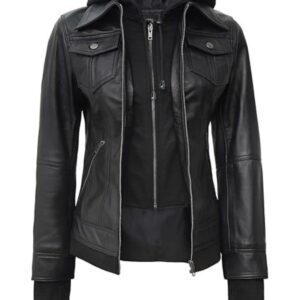 Raven Hooded Moto Jacket