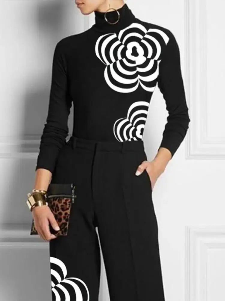Women’s Flower Print Long Sleeve Top