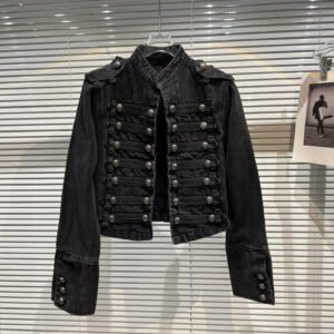 Metal Buckle Denim Short Jacket