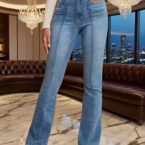 Seam-Detail Stretch Bootcut Jeans