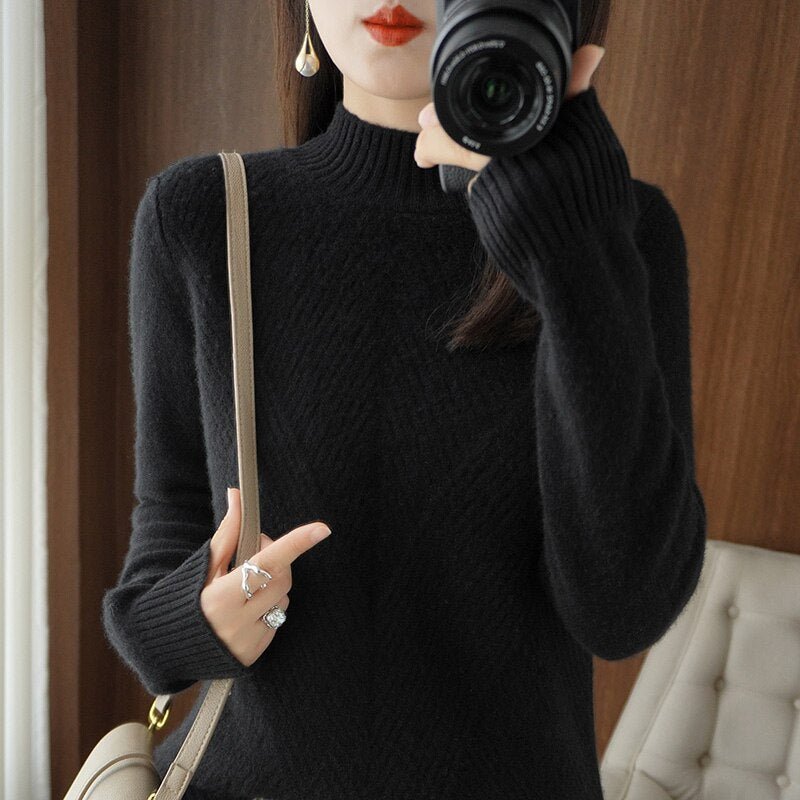 Thickened Half Turtleneck Sweater - Image 6