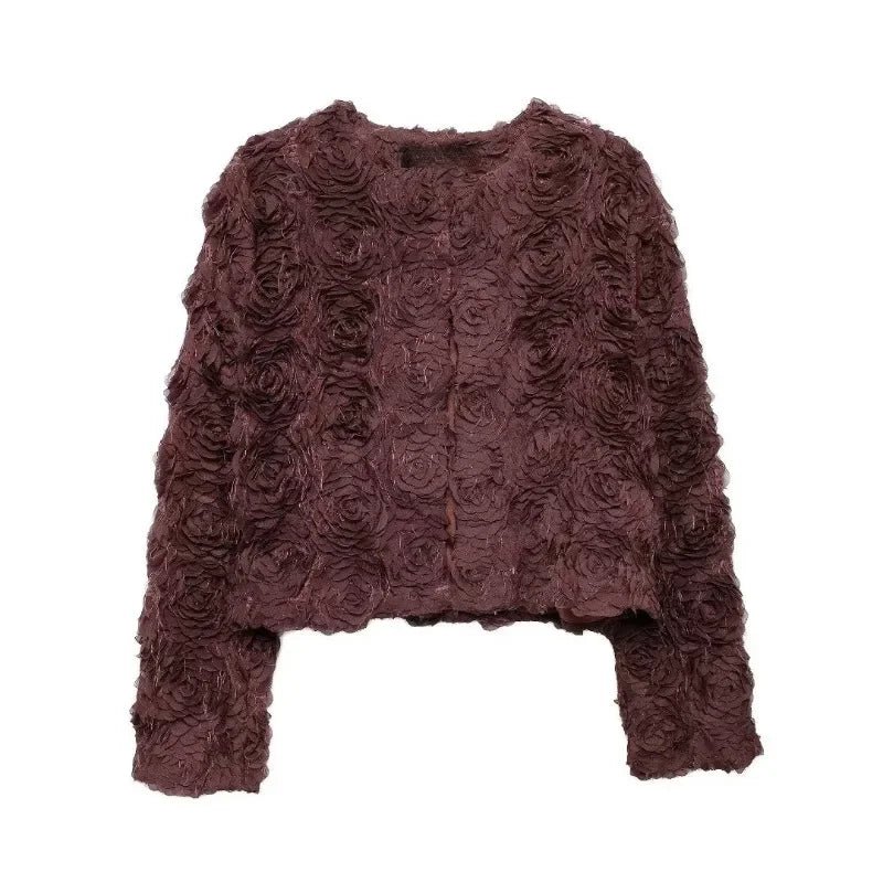 Textured O-Neck Jacket - Image 2