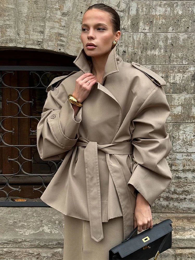 Women’s Belted Short Trench Coat - Image 3