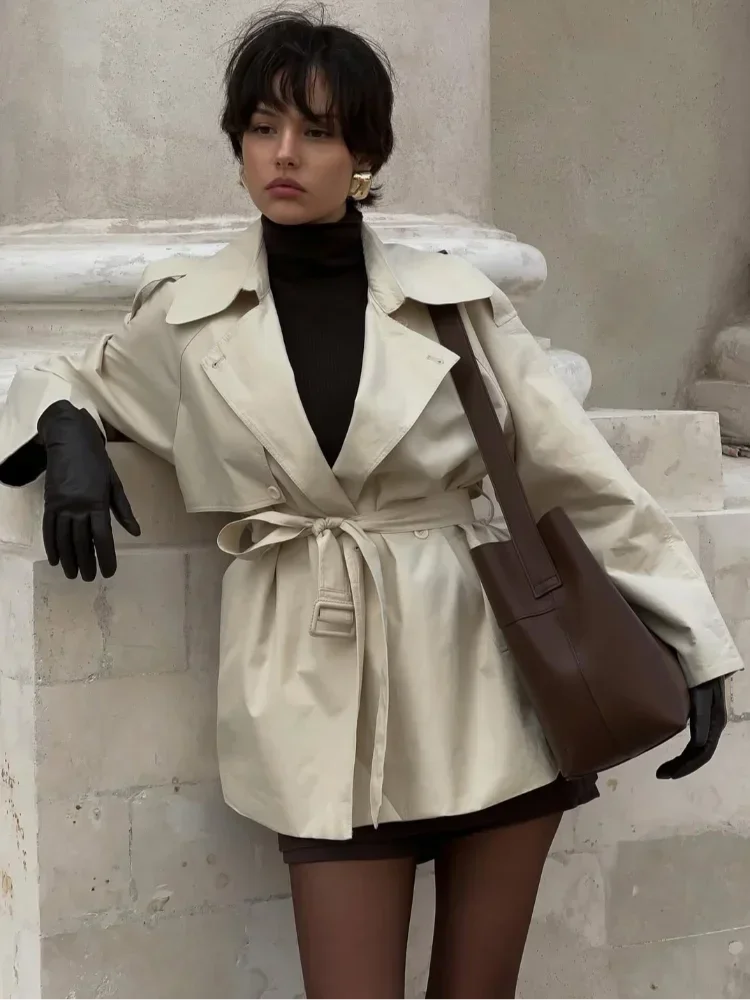 Women’s Belted Short Trench Coat - Image 6
