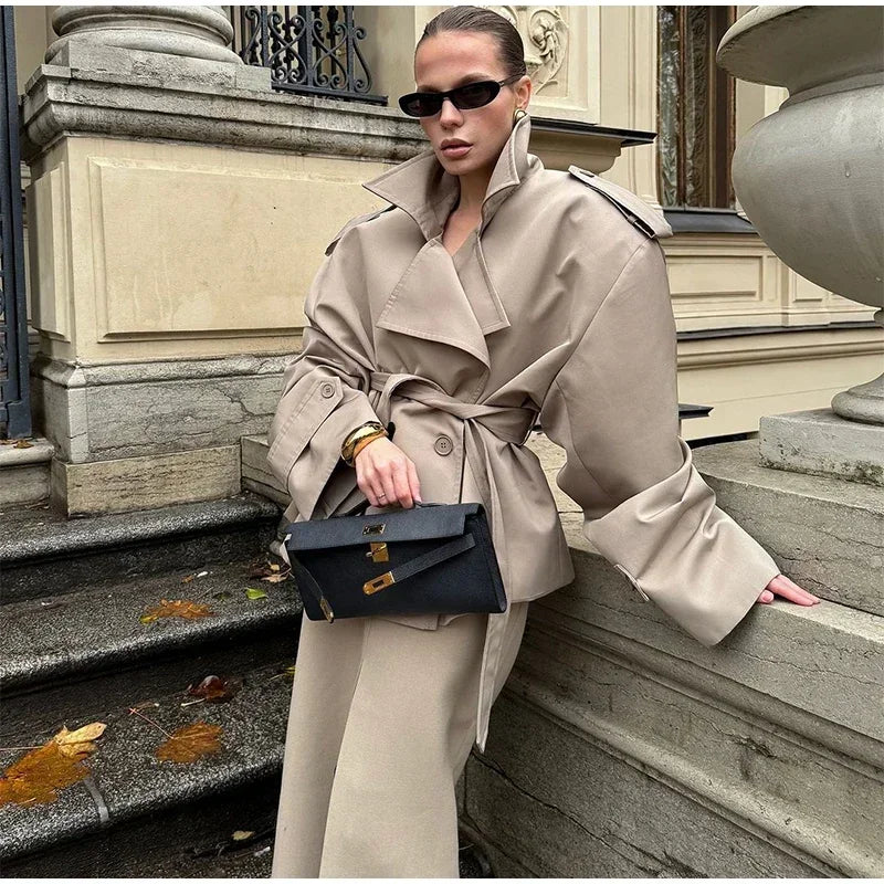 Women’s Belted Short Trench Coat - Image 8