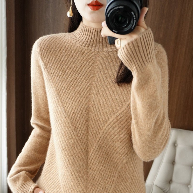 Thickened Half Turtleneck Sweater - Image 5