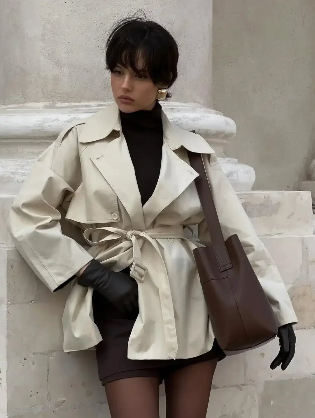 Women’s Belted Short Trench Coat - Image 21