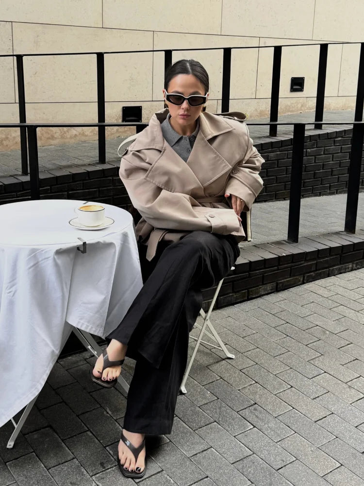 Women’s Belted Short Trench Coat - Image 2
