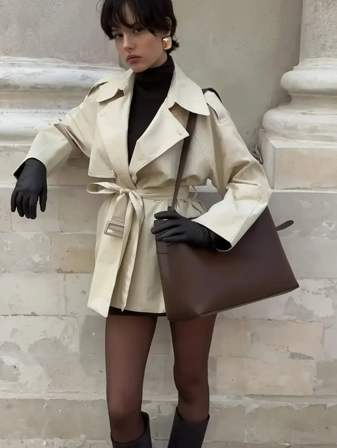 Women’s Belted Short Trench Coat - Image 22