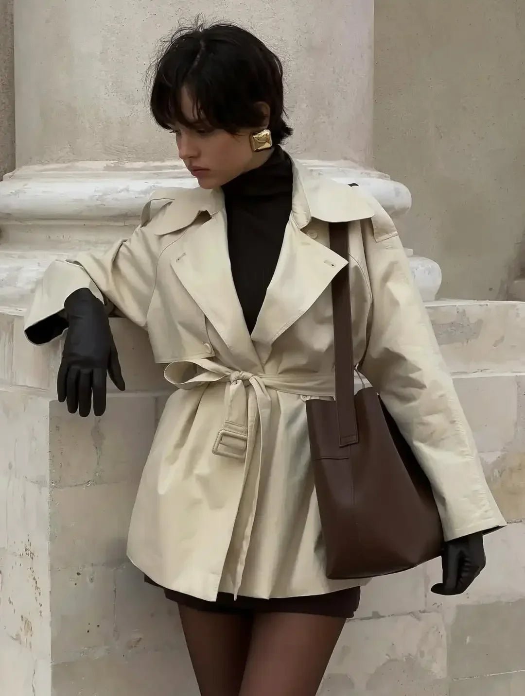 Women’s Belted Short Trench Coat - Image 18
