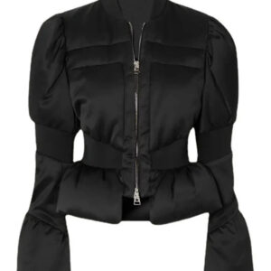 Padded Satin Down Peplum Jacket