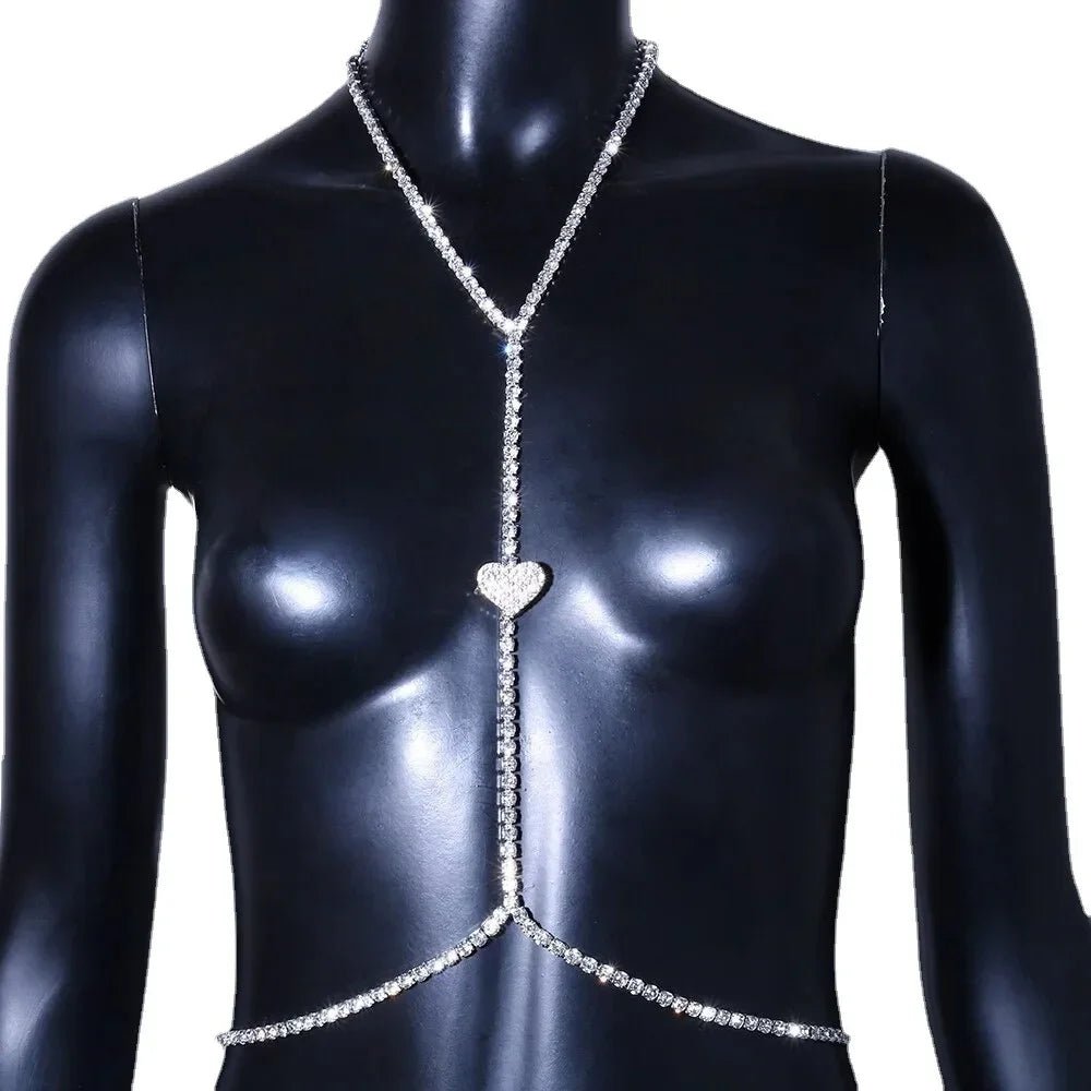 Rhinestone Heart Chest Necklace - Image 5