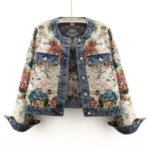 Retro Jacquard Denim Jacket