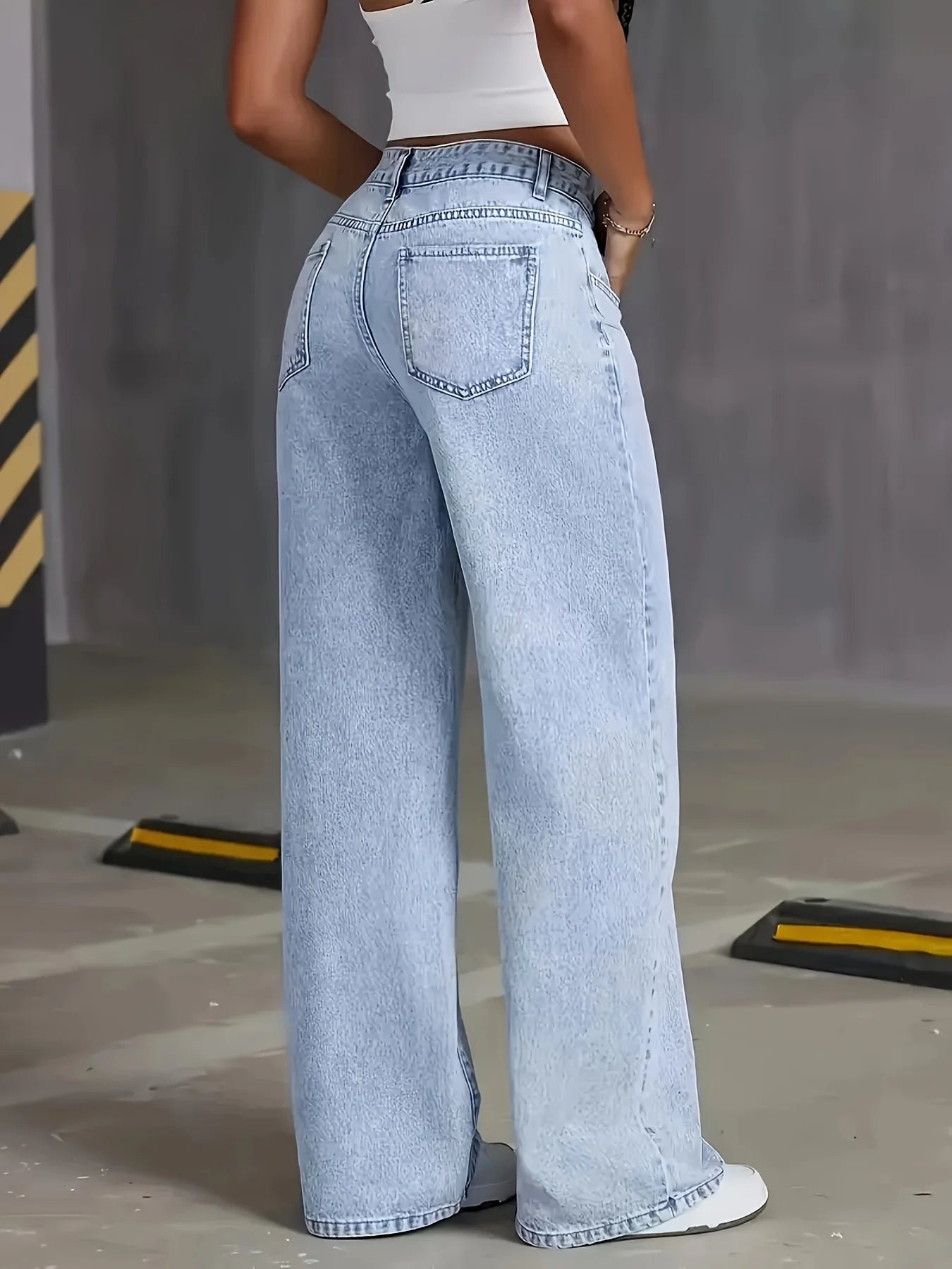 Light Blue Wide-Leg Denim Jeans - Image 2