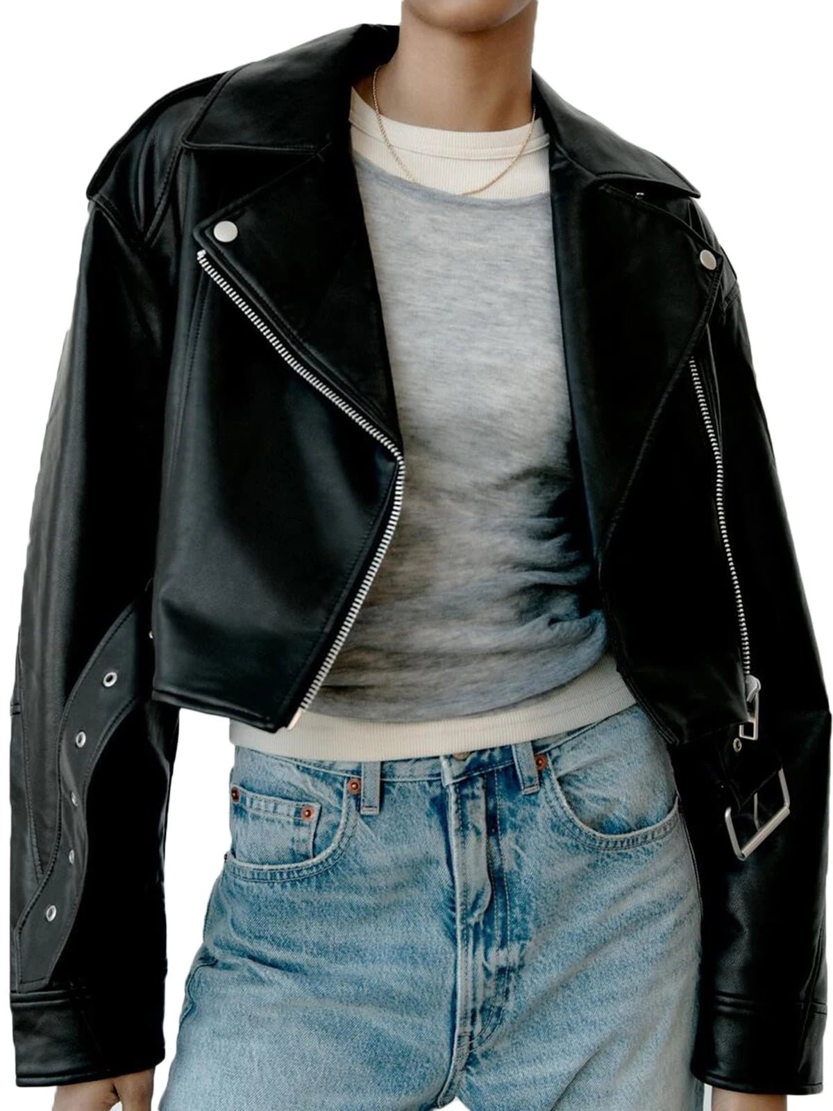 Women's Faux PU Leather Jacket - Image 3