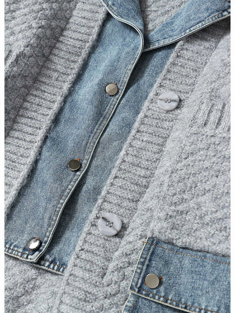 Knitted Denim Jacket - Image 4