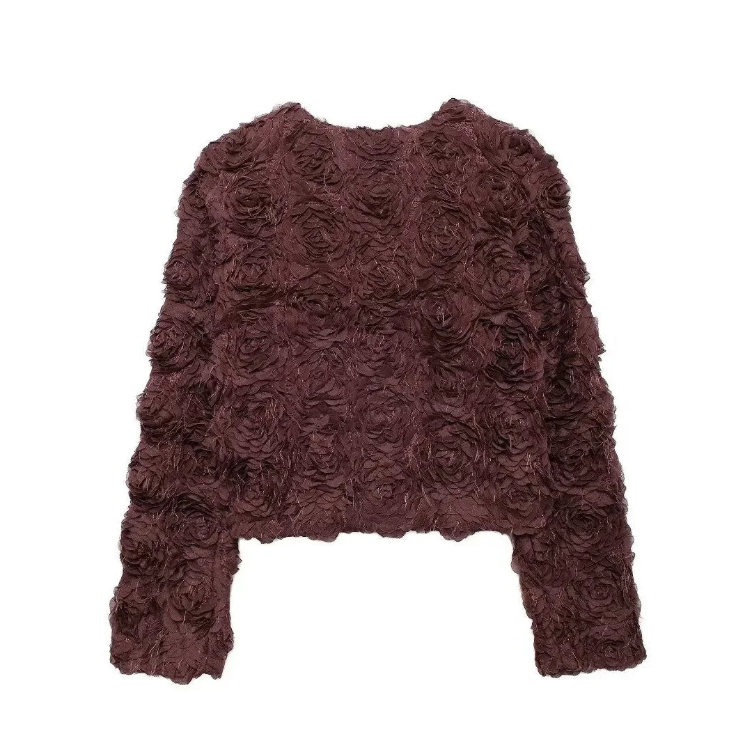Textured O-Neck Jacket - Image 3