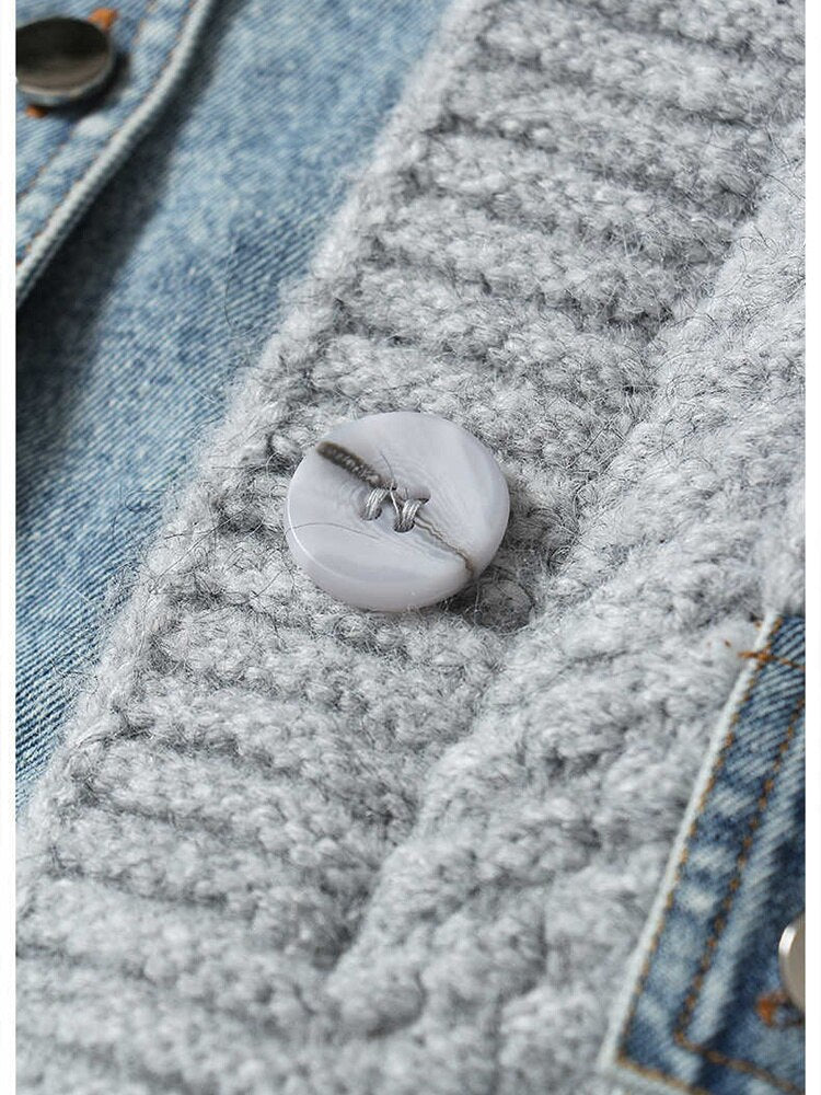 Knitted Denim Jacket - Image 6