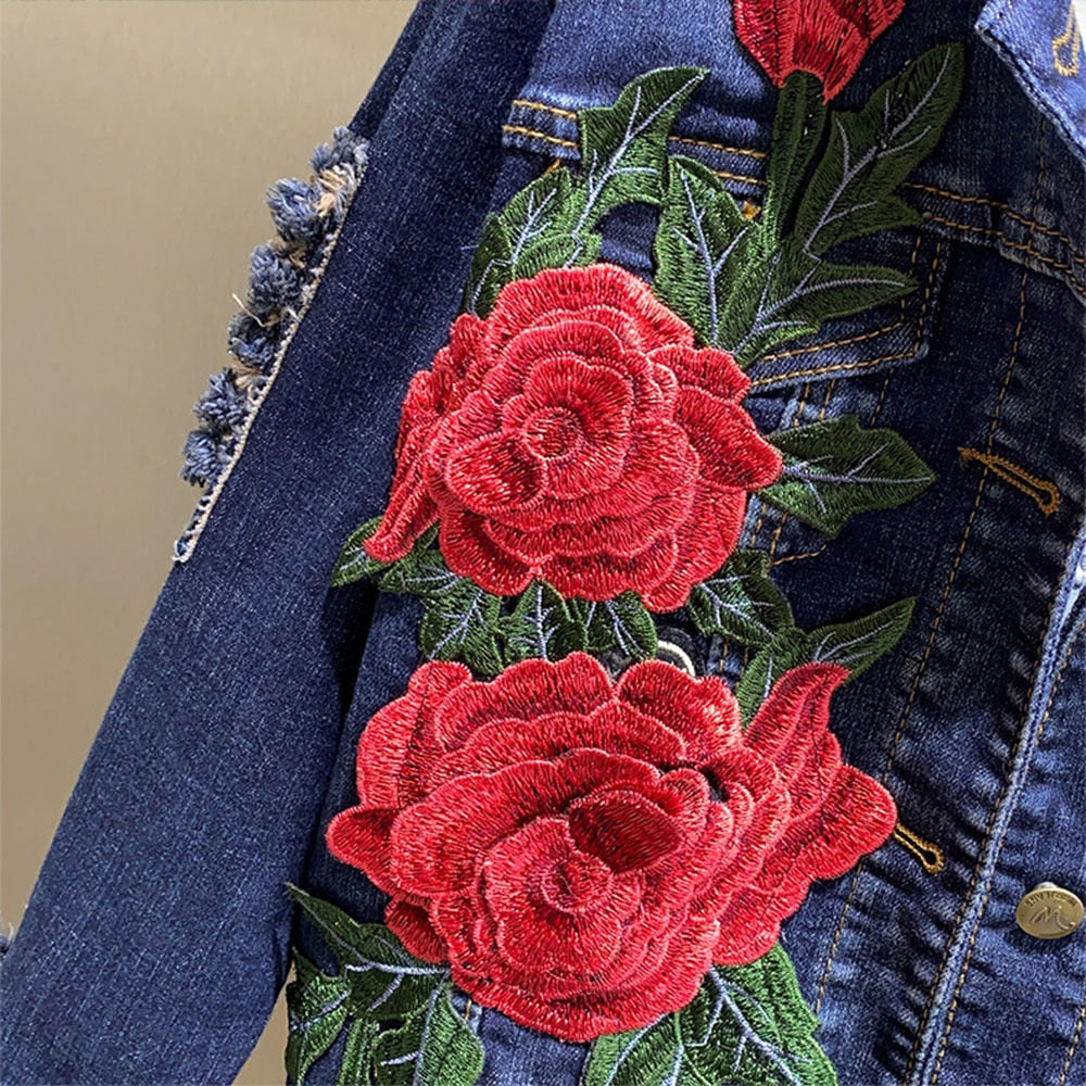 Red Rose Denim Jacket - Image 3