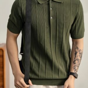 Leo Textured Knit Polo Shirt